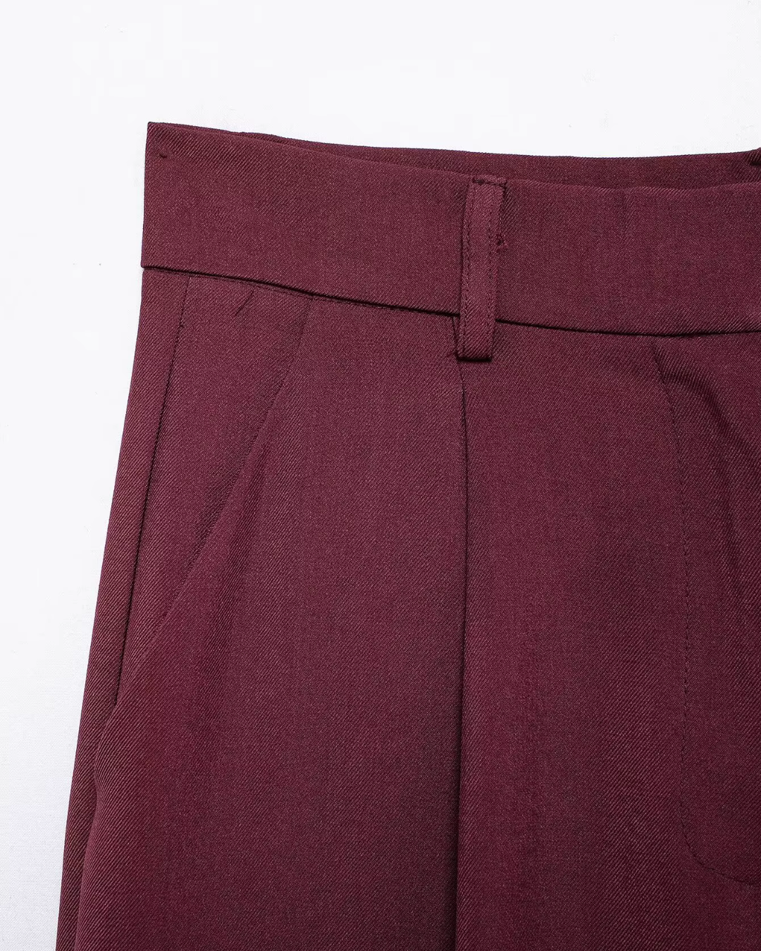 Vintage Bordeaux Rode Blazer en Pantalon Set voor Dames