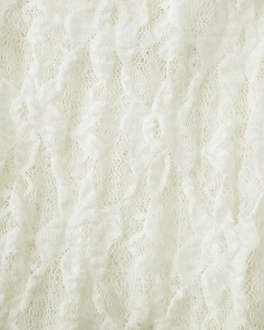 Sheer Floral Lace Ruffled Tie-Front Top in Off-White