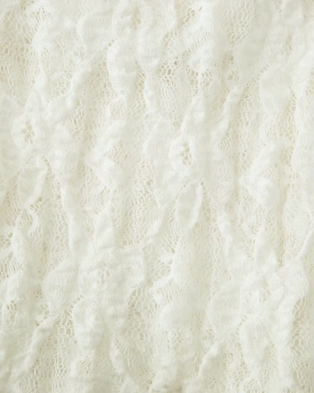 Sheer Floral Lace Ruffled Tie-Front Top in Off-White