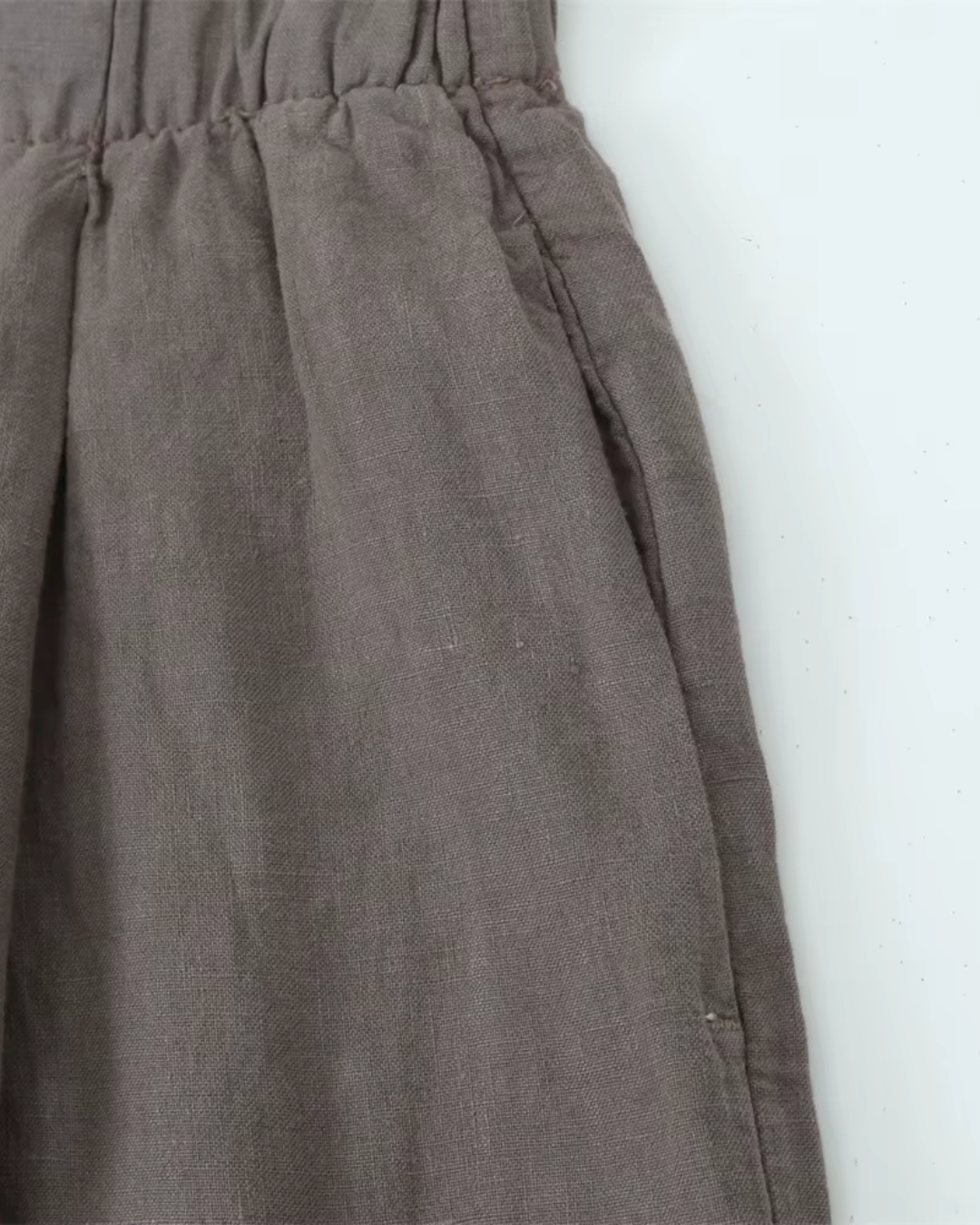 High-Waisted Drawstring Wide-Leg Linen Trousers in Beige
