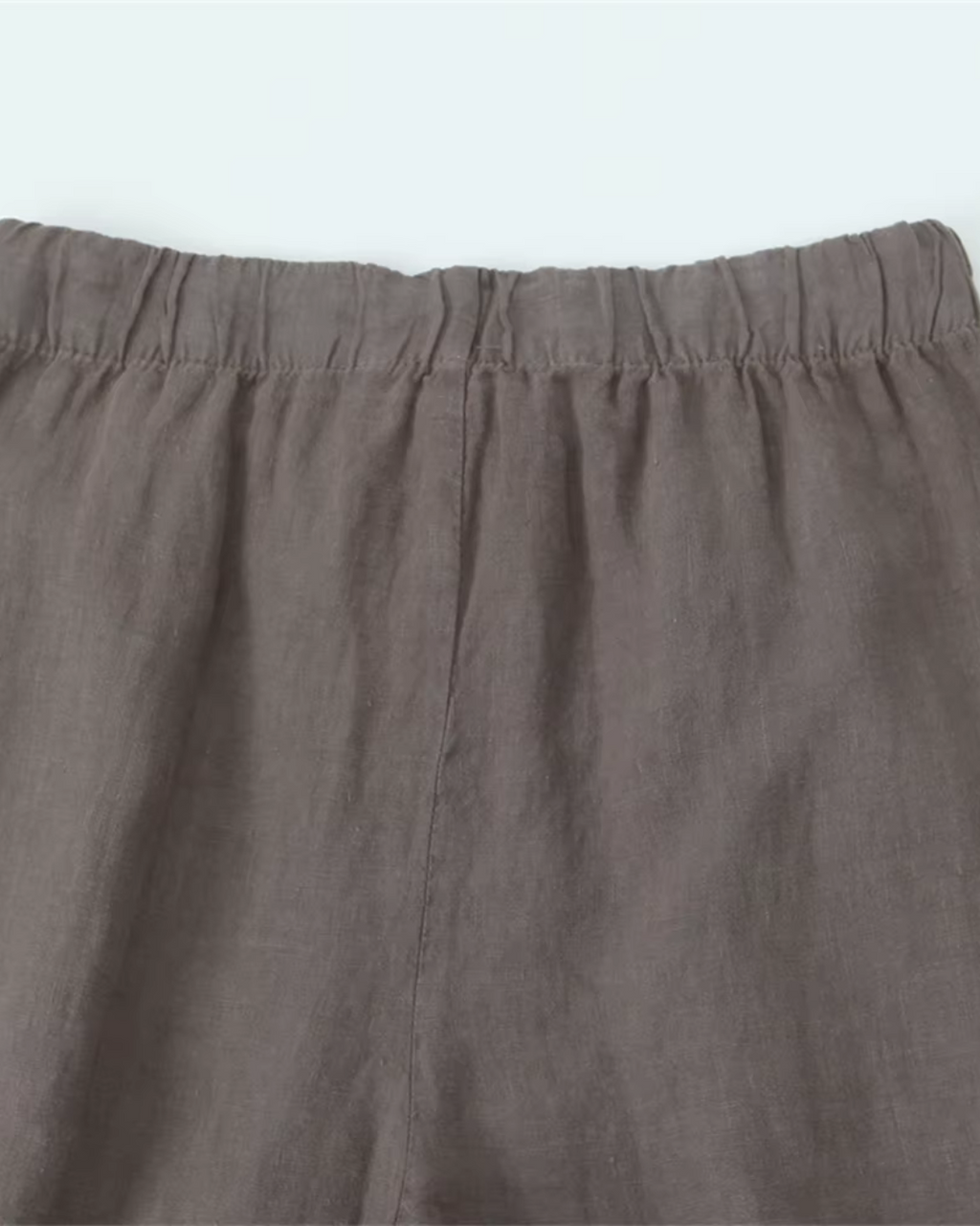 High-Waisted Drawstring Wide-Leg Linen Trousers in Beige