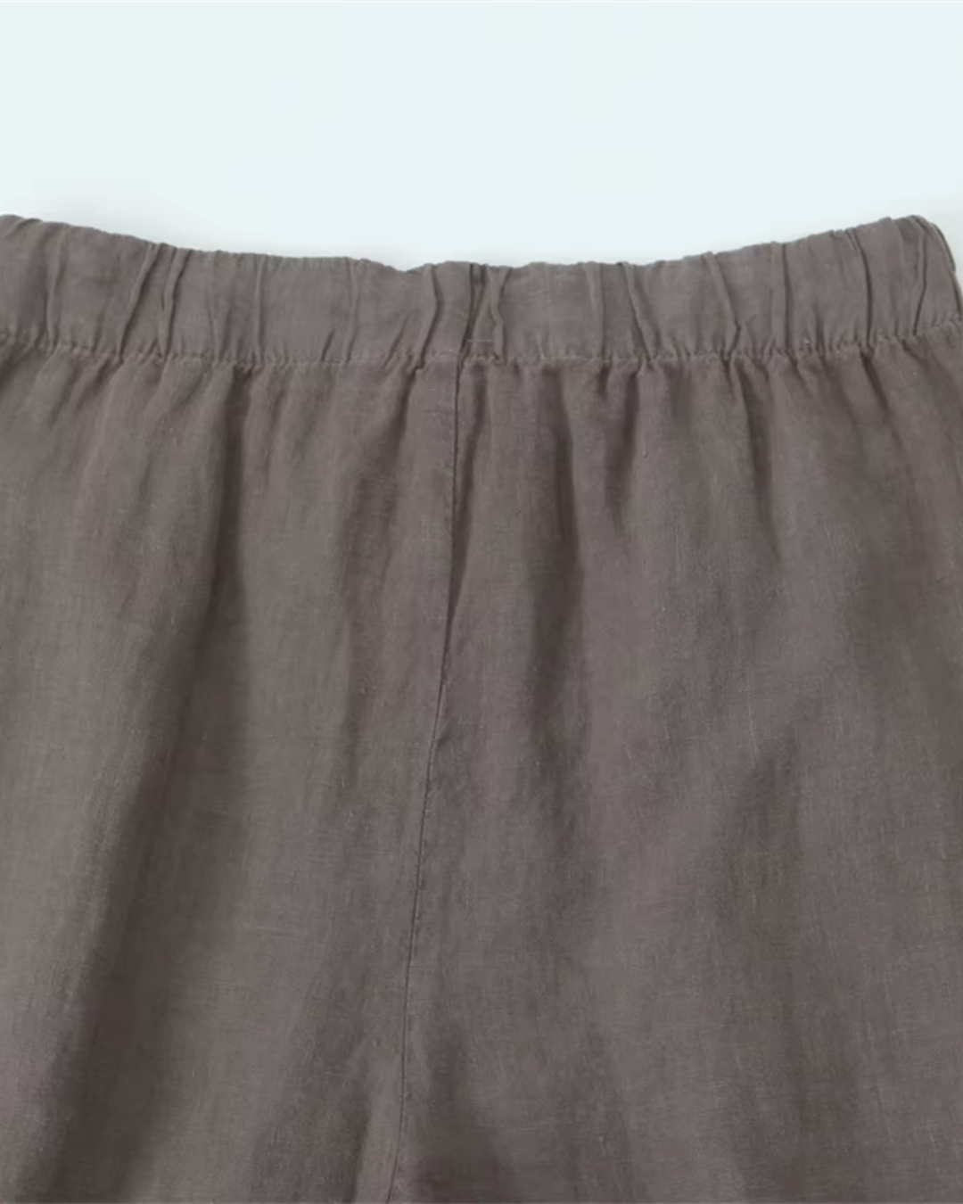High-Waisted Drawstring Wide-Leg Linen Trousers in Beige