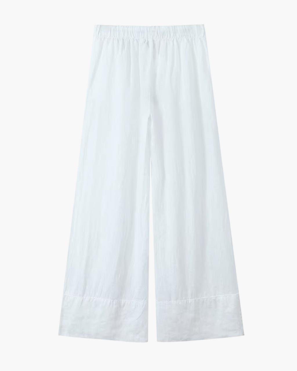 High-Waisted Drawstring Wide-Leg Linen Trousers in Beige