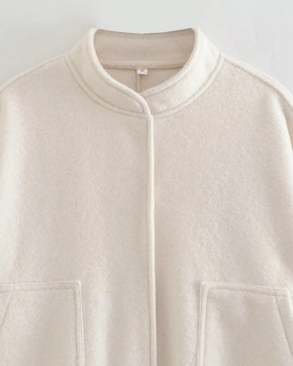 Textured Wool Blend Bomber Jacket with Pockets in Grey