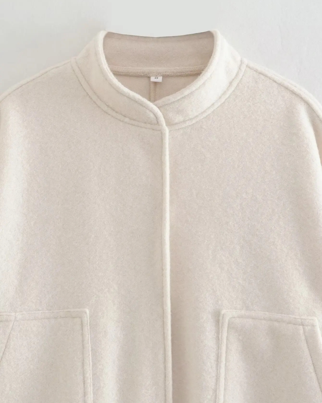 Textured Wool Blend Bomber Jacket with Pockets in Grey