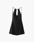 Mouwloze Open Rug Zwarte Halter Mini Jurk voor Dames