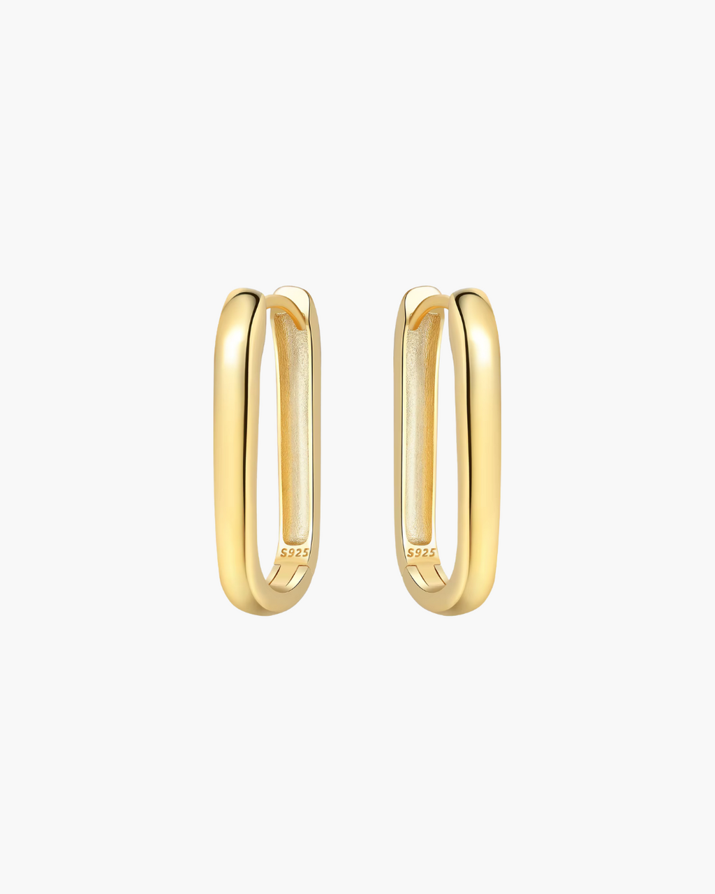 925 Sterling Goldplated U-Vormige Hoepel Oorbellen voor Dames