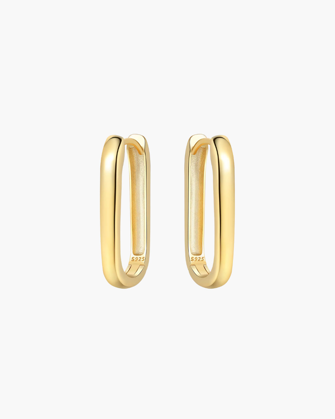 925 Sterling Goldplated U-Vormige Hoepel Oorbellen voor Dames