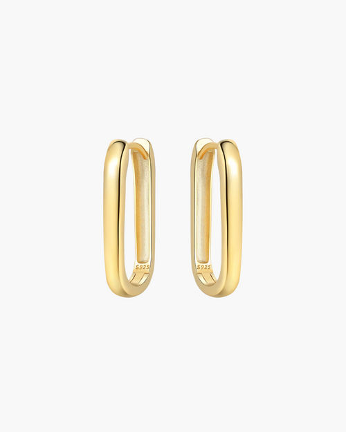 925 Sterling Goldplated U-Vormige Hoepel Oorbellen voor Dames