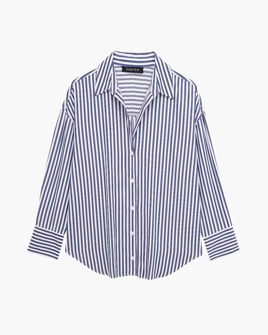 Blauw-Wit Poplin Blouse voor Dames