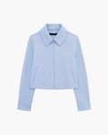 Chique Korte Jas met Rits en Zakken in Blauw voor Dames