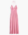 Roze Satijnen Halter Jurk Backless voor Dames
