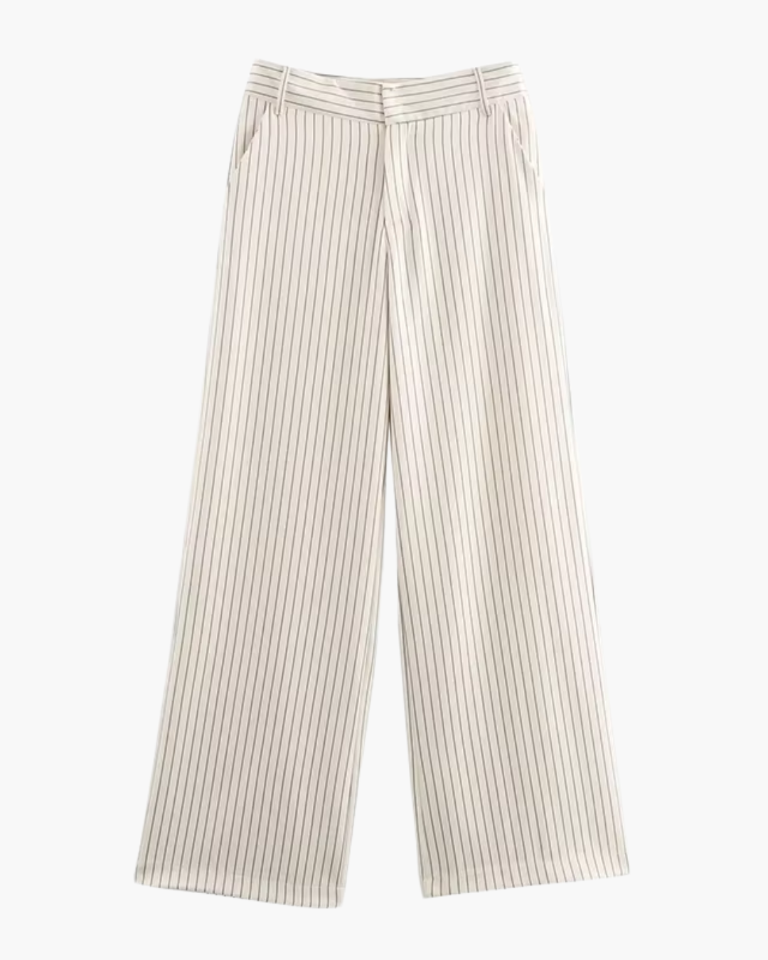 Gestreepte Crème Hoge Taille Broek voor Dames