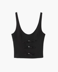 Rhinestone Bow-Accent Scoop Neck Tank Top in Classic Black