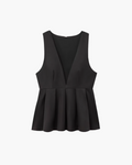 Mouwloze Zwarte Blouse met V-Hals voor Dames
