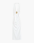 Elegante Lange Witte Backless Jurk met V-hals voor Dames