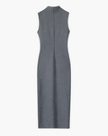 Vintage Grijze Mouwloze Jurk met Split en O-Hals Voor Dames