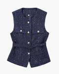 Chique Mouwloze Gilet met Riem en Knoopsluiting voor Dames