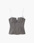 Gingham Corset Bustier Camisole Top in Black & White
