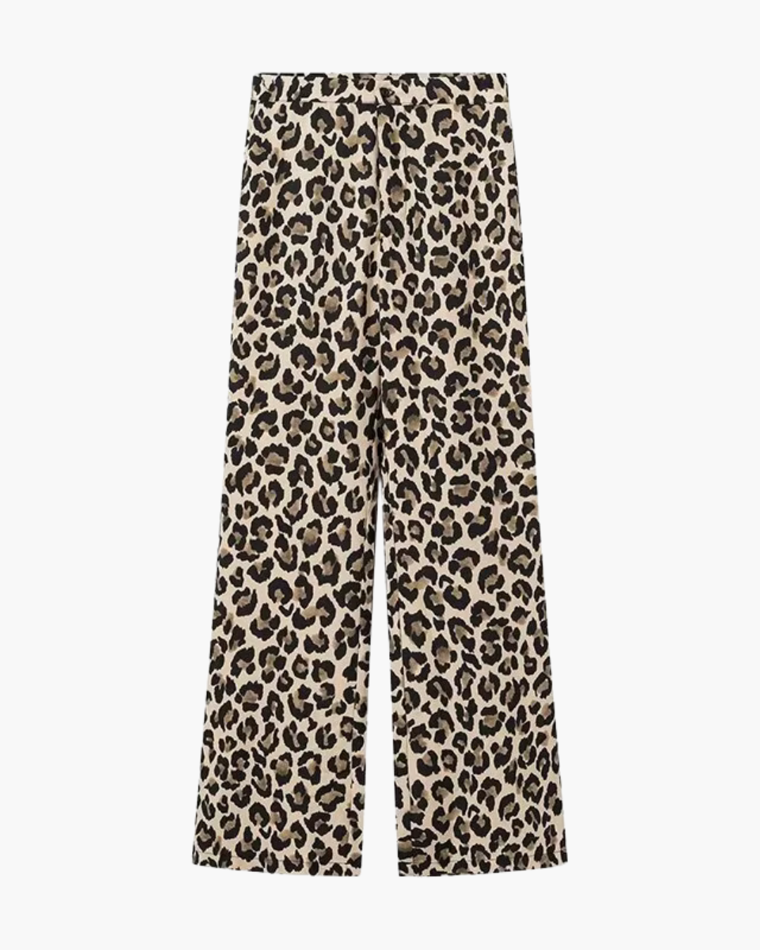 High-Waisted Wide-Leg Tailored Trousers in Leopard Print