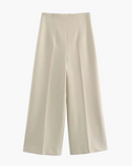 Hoge Taille Beige Wijde Pijpen Broek voor Dames