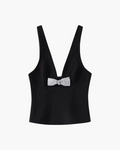 Strass Strik Top met Open Rug en Rits voor Dames