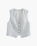 Gestreept Kort Vest met V-Hals Voor Dames