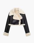 Vintage Kunstleren Jas met Revers en Lange Mouwen voor Dames