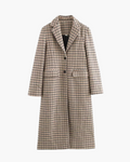 Geruite Wollen Elegante Lange Jas voor Dames
