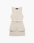 Elegante Mouwloze Mini Jurk met Riem en O-Hals voor Dames