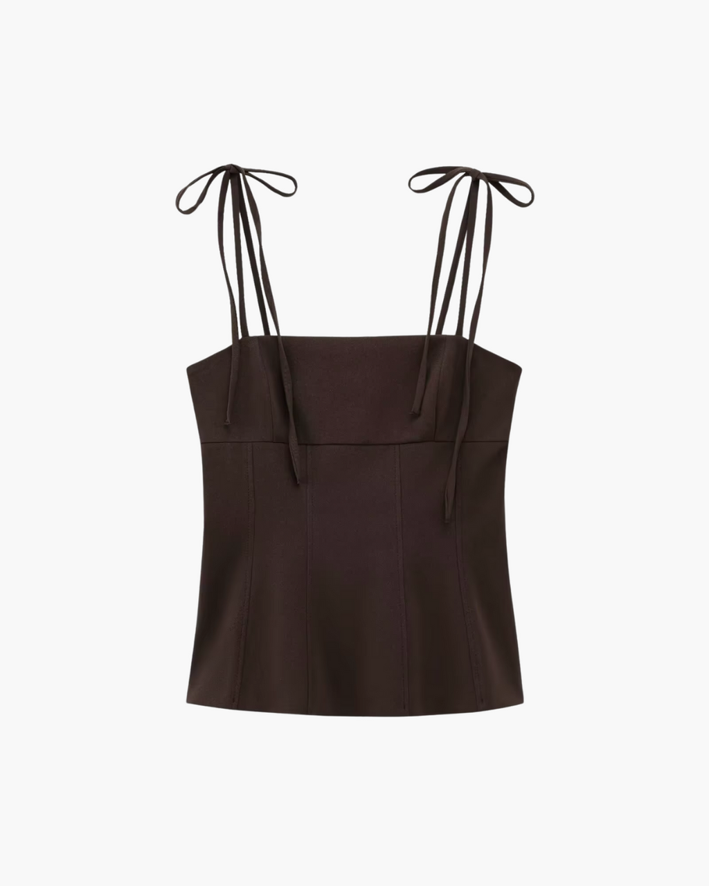 Double Tie-Shoulder Corset Camisole Top in Dark Espresso Brown