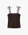 Double Tie-Shoulder Corset Camisole Top in Dark Espresso Brown