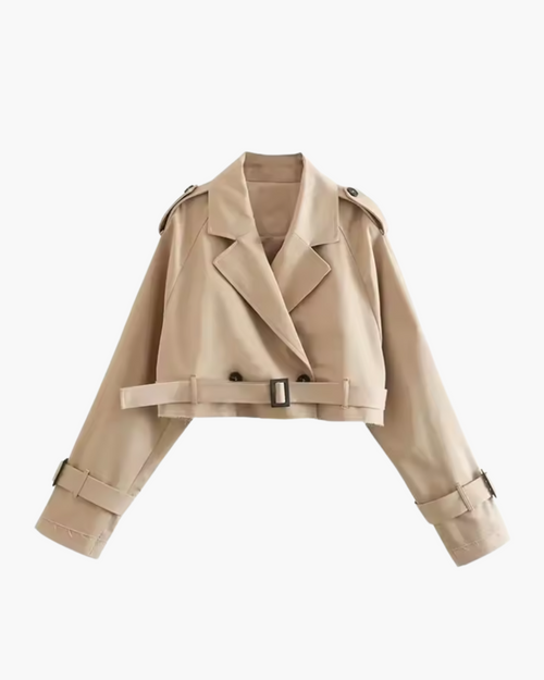 Cropped Jas met Riem en Double Breasted Design voor Dames