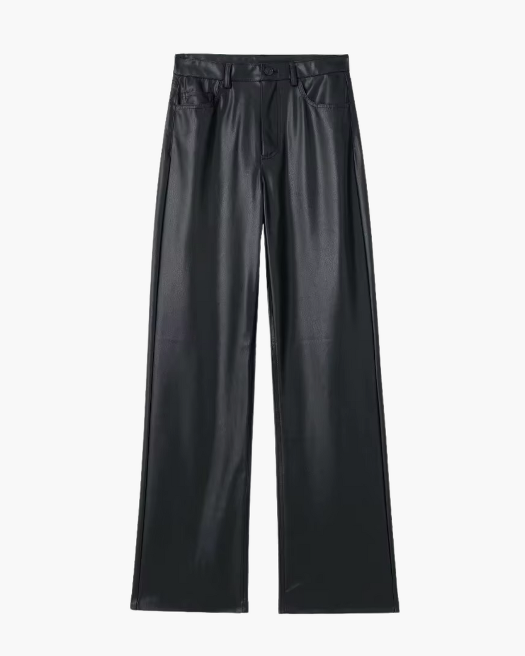 Hoge Taille Kunstleren Broek met Wijde Pijpen voor Dames