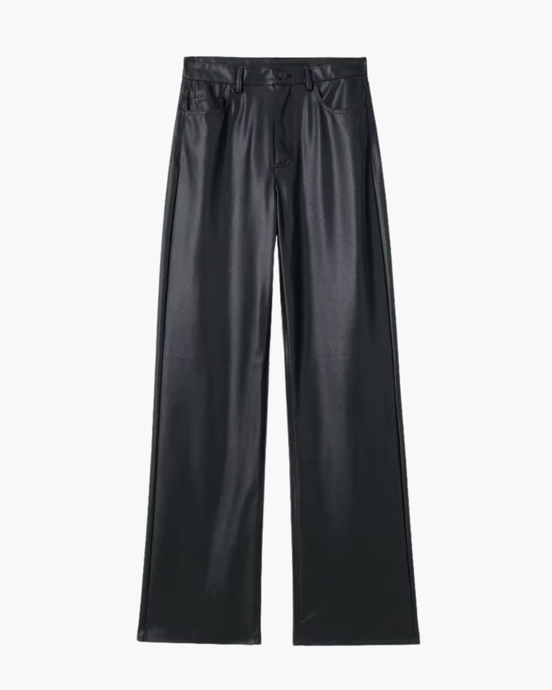Hoge Taille Kunstleren Broek met Wijde Pijpen voor Dames
