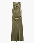 Satijnen Slip Midi-Jurk met Open Rug voor Dames