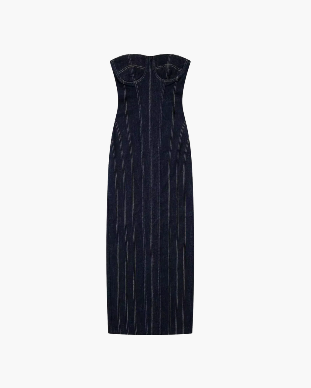 Denim Tube Top Midi Jurk voor Dames