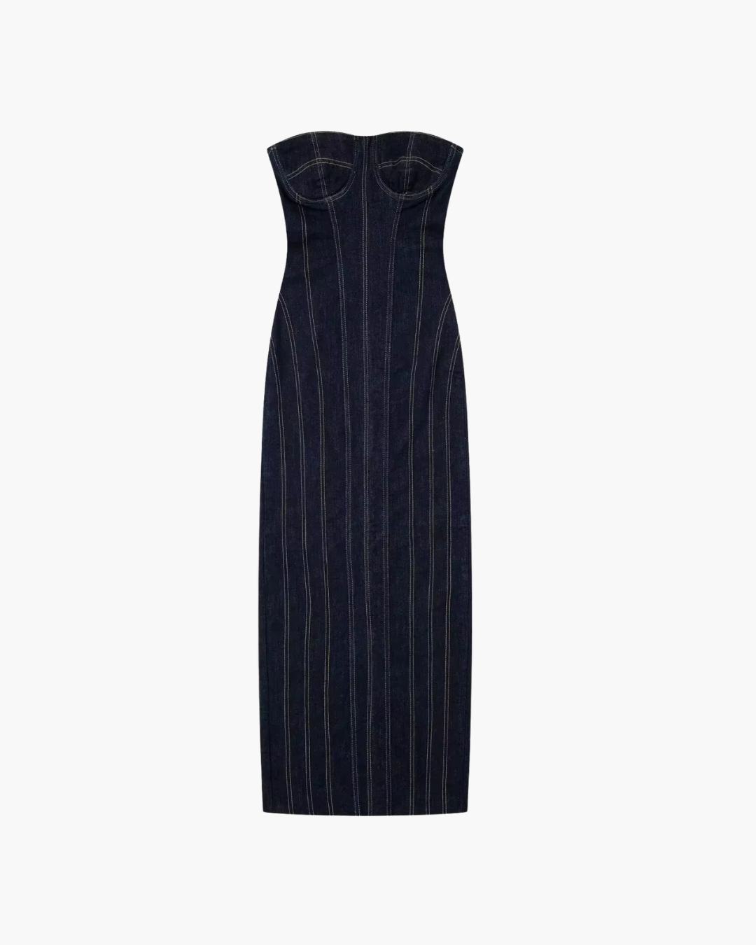 Denim Tube Top Midi Jurk voor Dames