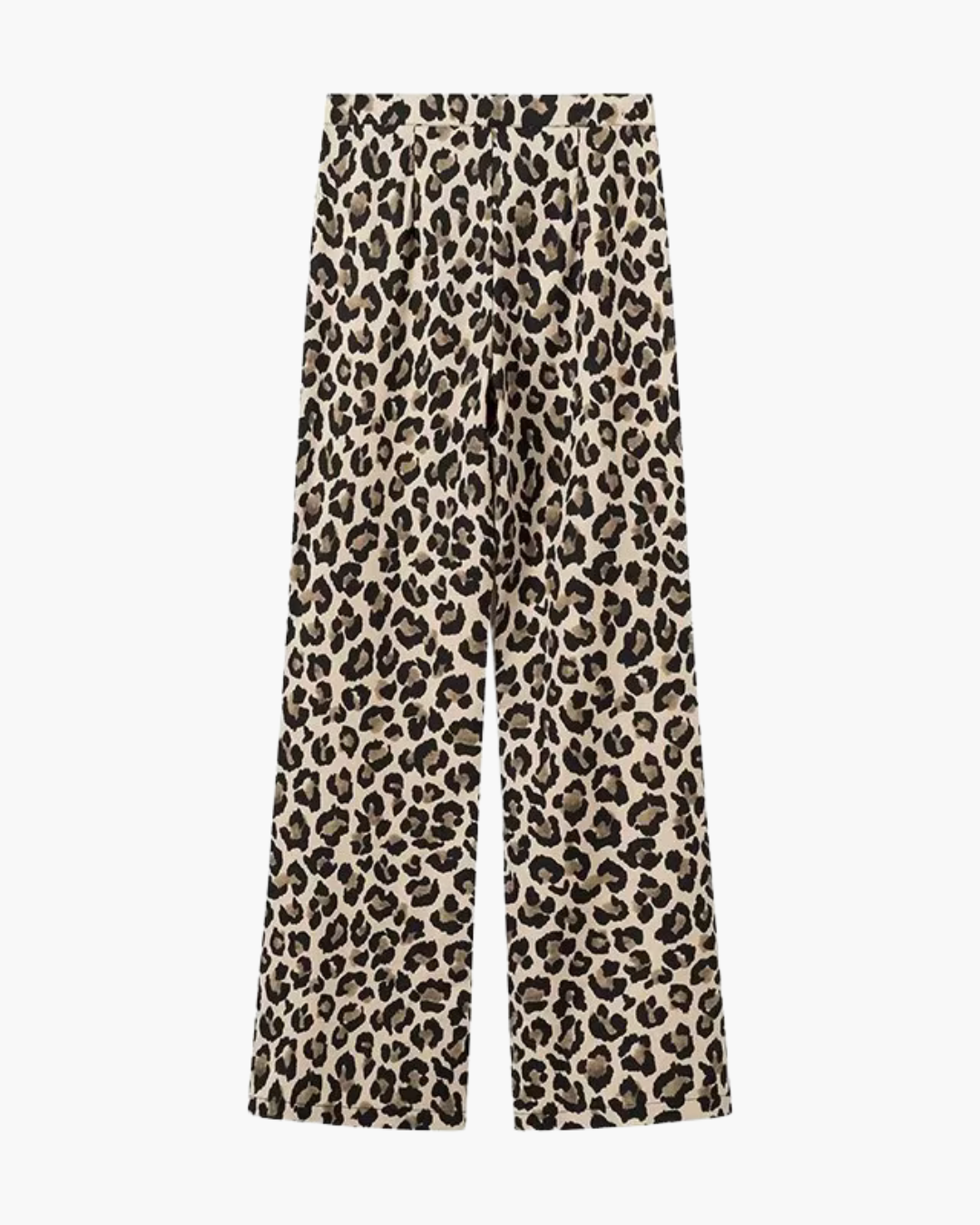 High-Waisted Wide-Leg Tailored Trousers in Leopard Print