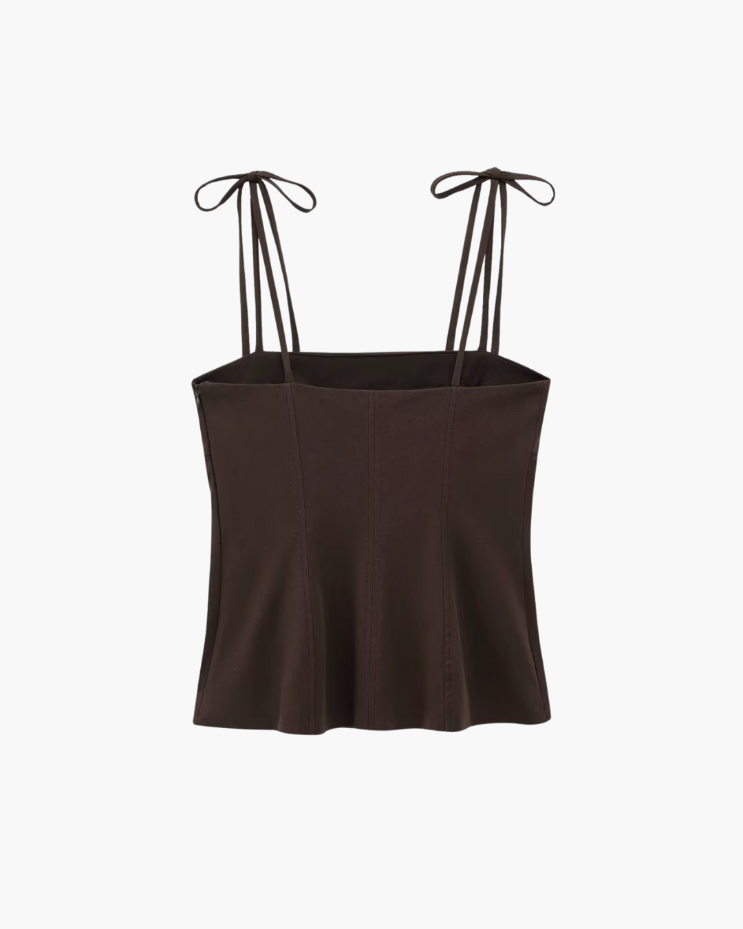 Double Tie-Shoulder Corset Camisole Top in Dark Espresso Brown