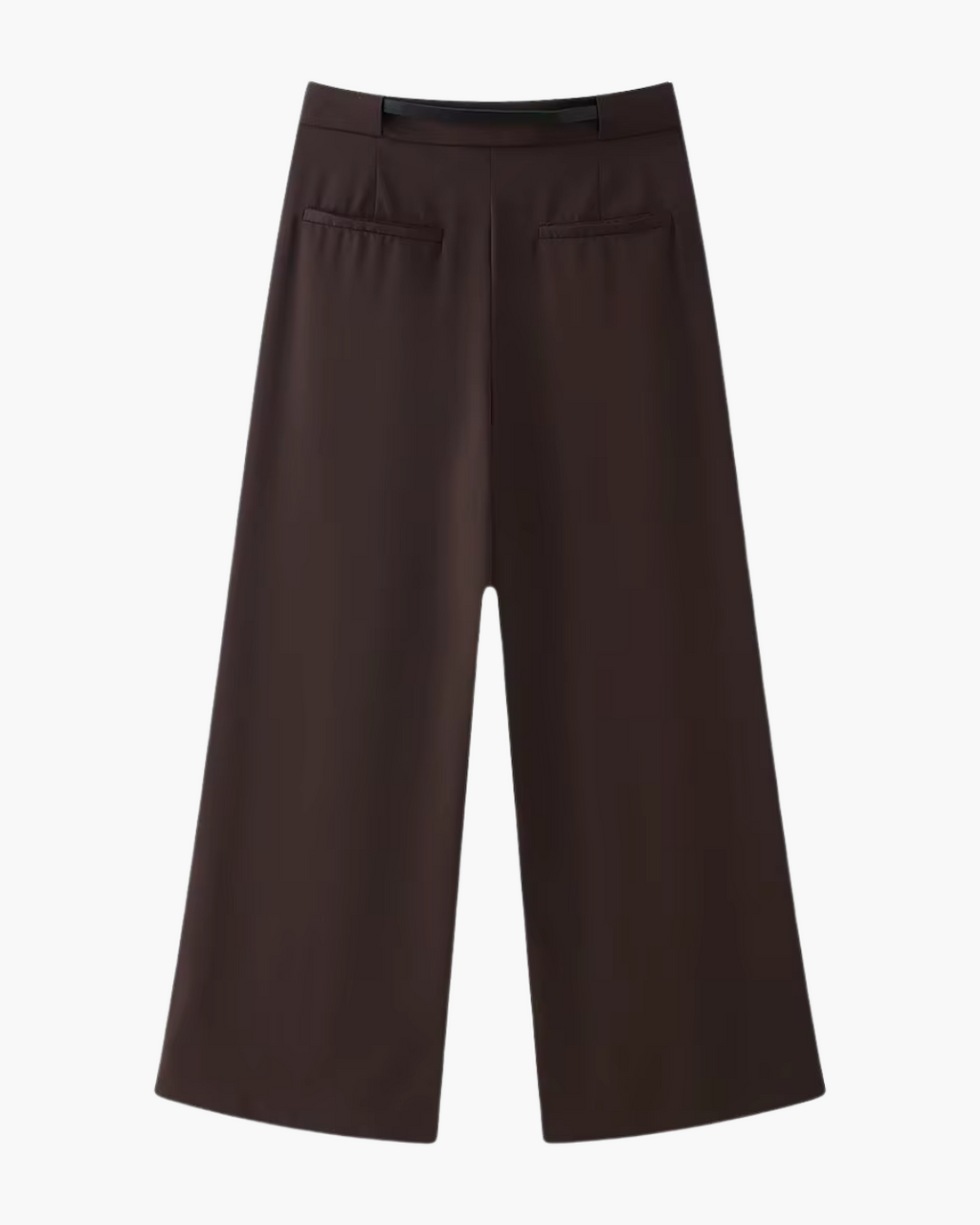 High-Waisted Belted Pleated Wide-Leg Trousers in Dark Brown