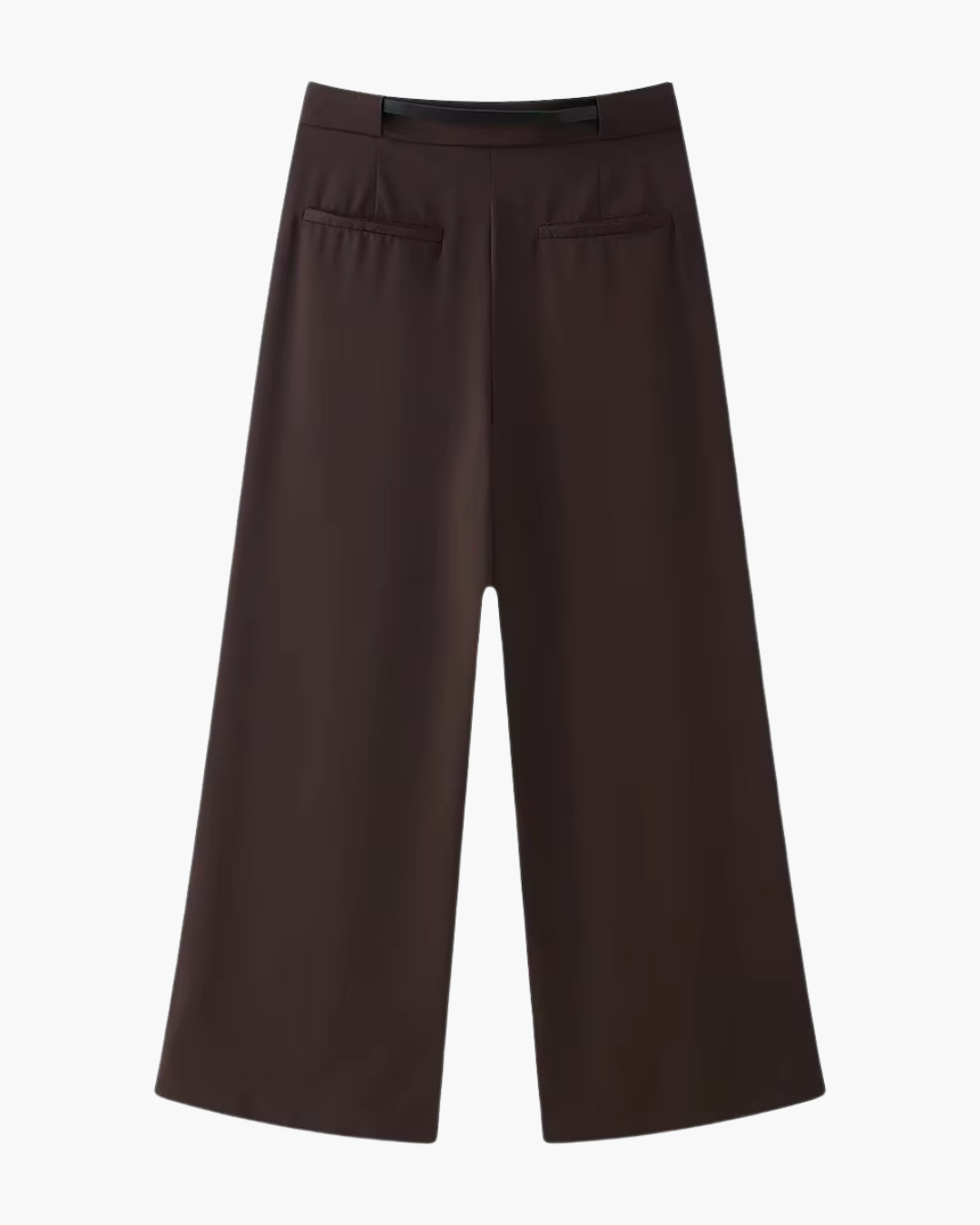 High-Waisted Belted Pleated Wide-Leg Trousers in Dark Brown