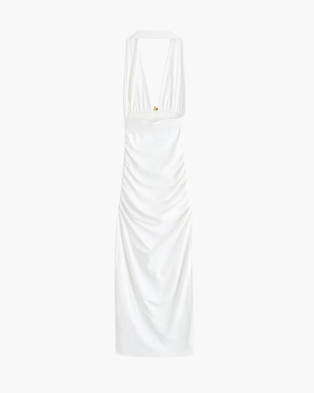 Elegante Lange Witte Backless Jurk met V-hals voor Dames