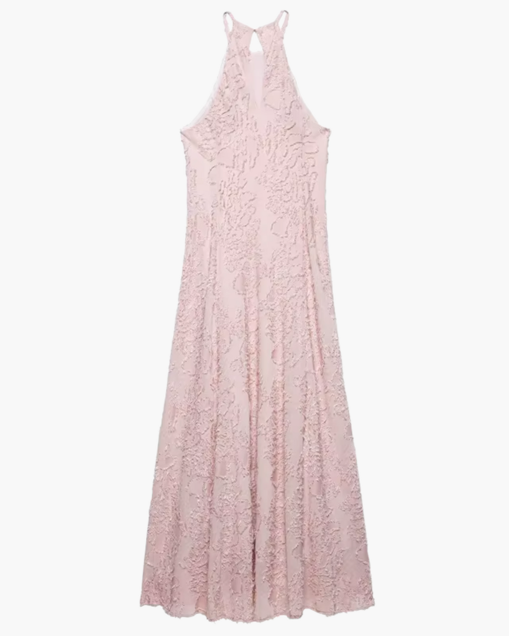 Getextureerde Halter Maxi-Jurk met Open Rug voor Dames