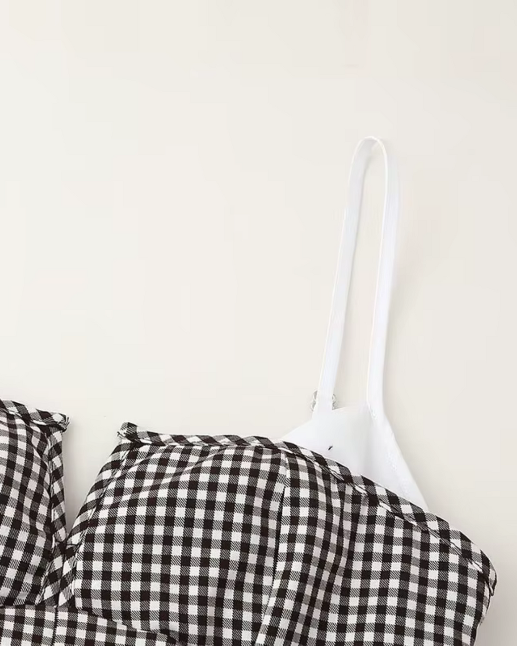 Gingham Corset Bustier Camisole Top in Black & White