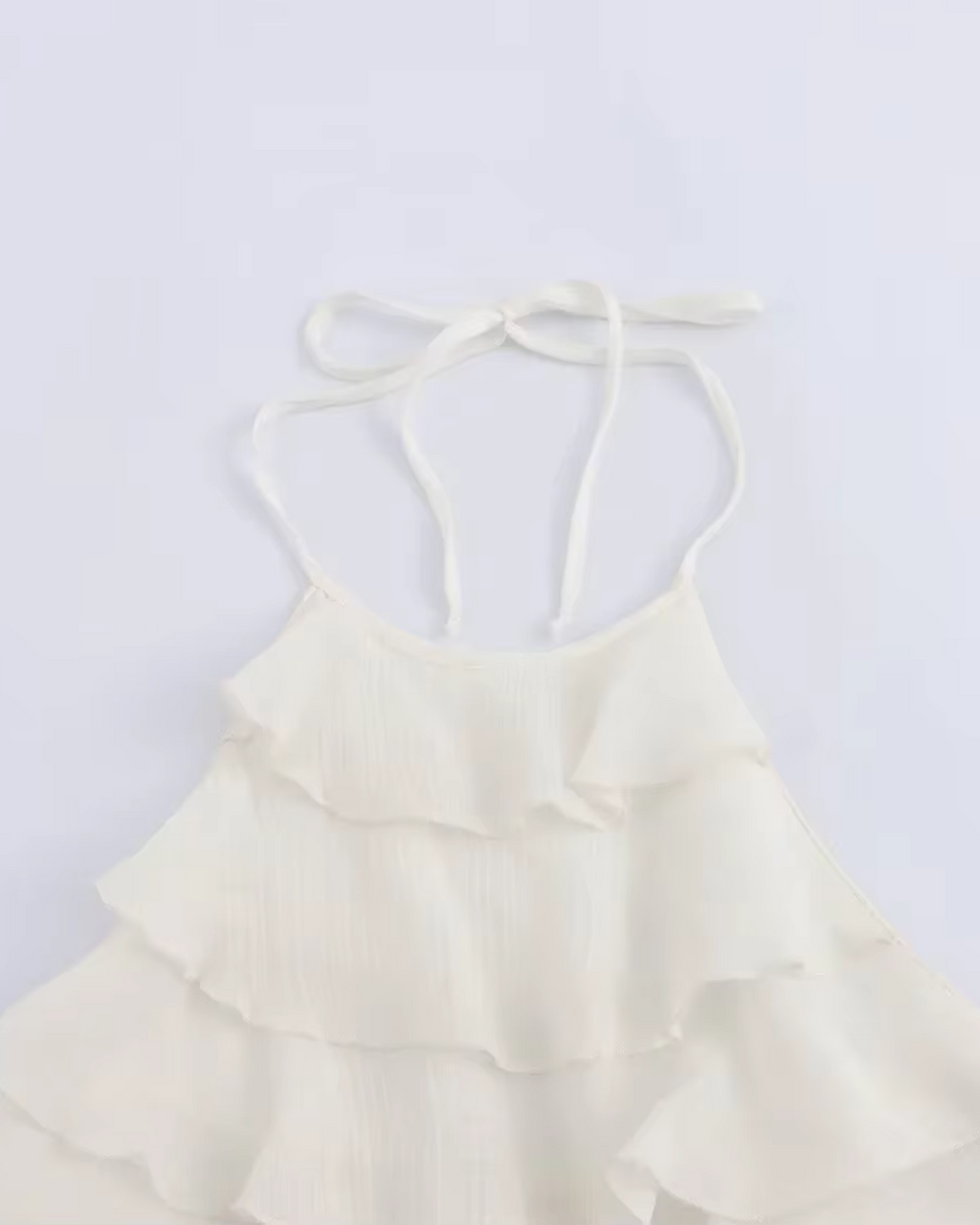 Tiered Ruffled Halter Neck Top in Crisp White