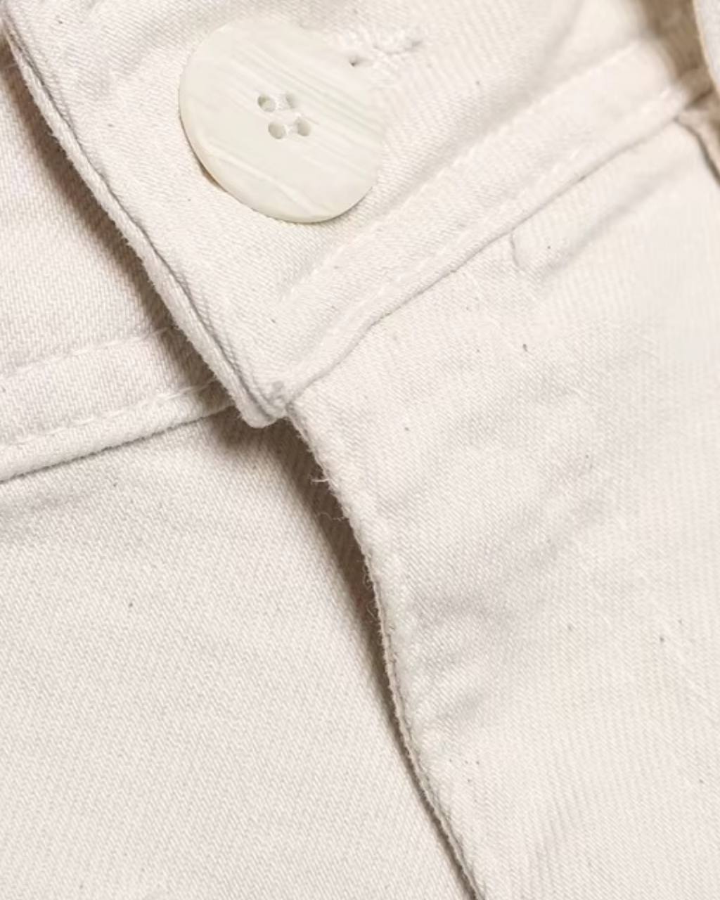 High-Waisted Patch Pocket Wide-Leg Trousers in Cream Off-White