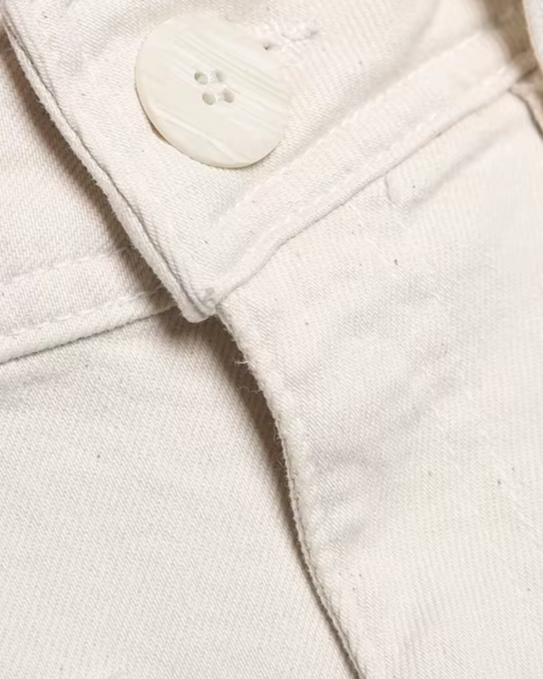 High-Waisted Patch Pocket Wide-Leg Trousers in Cream Off-White