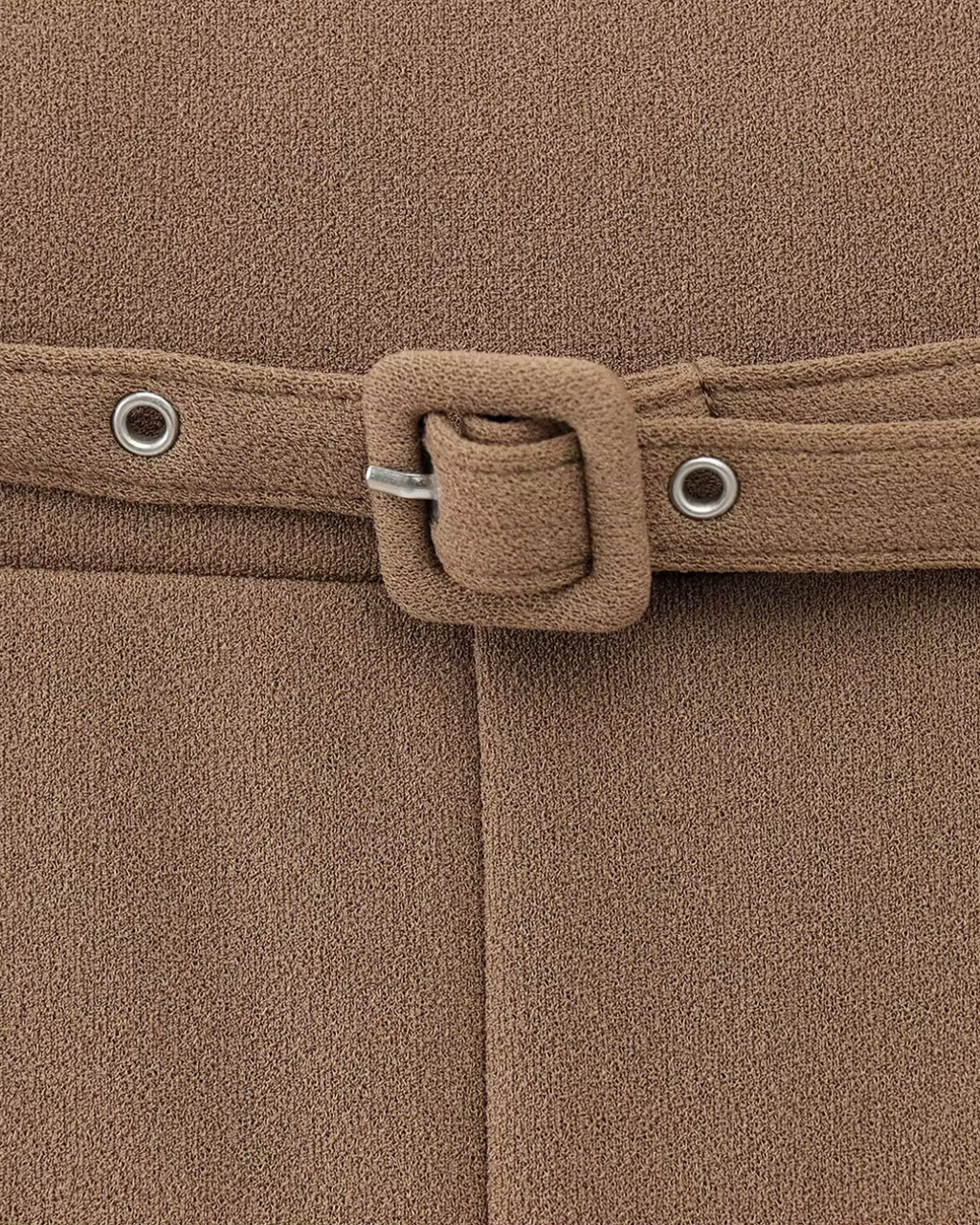 High-Waisted Belted Pleated Wide-Leg Trousers in Camel