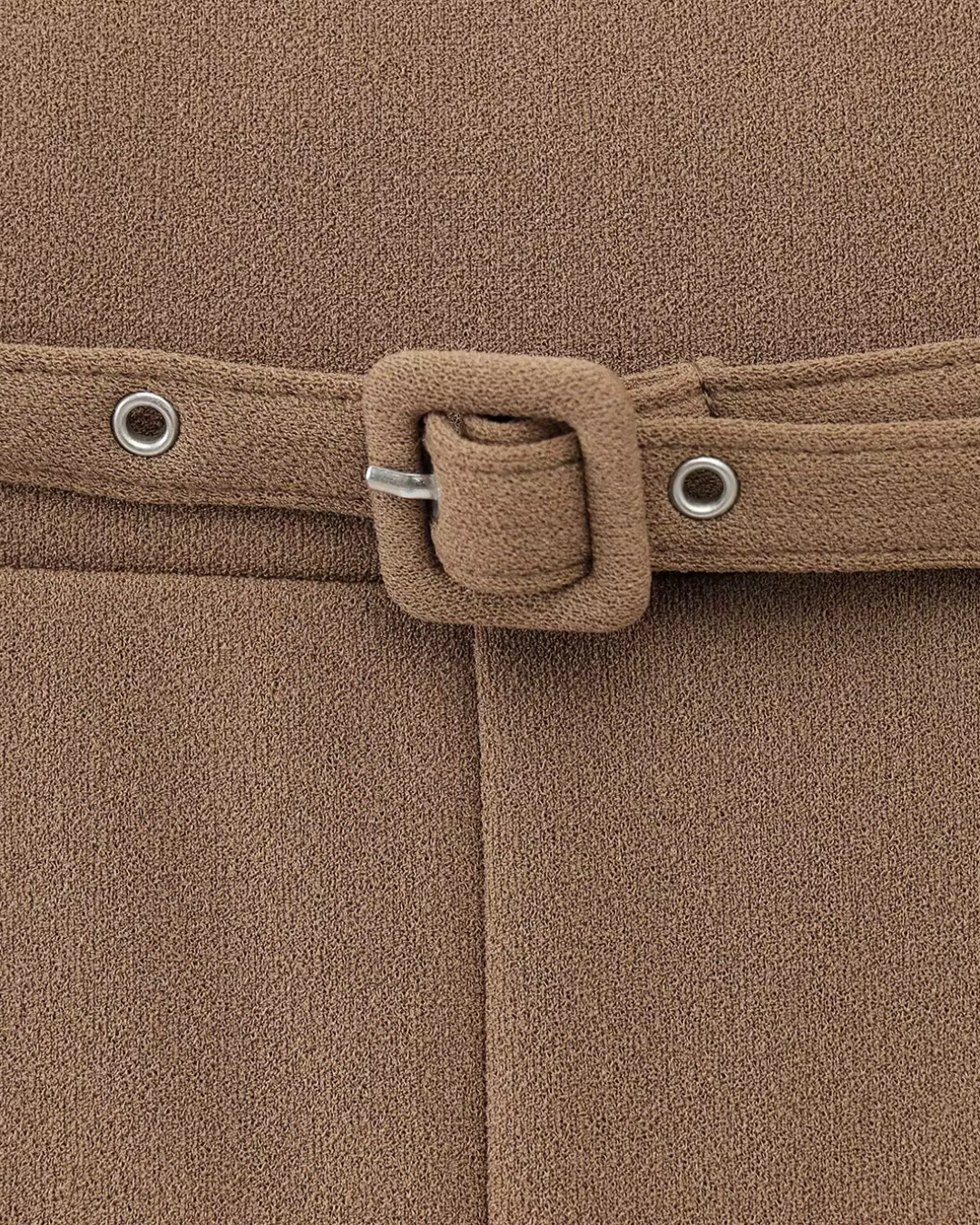 High-Waisted Belted Pleated Wide-Leg Trousers in Camel